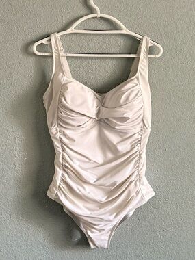 Ruched One-Piece Swimsuit in Cream